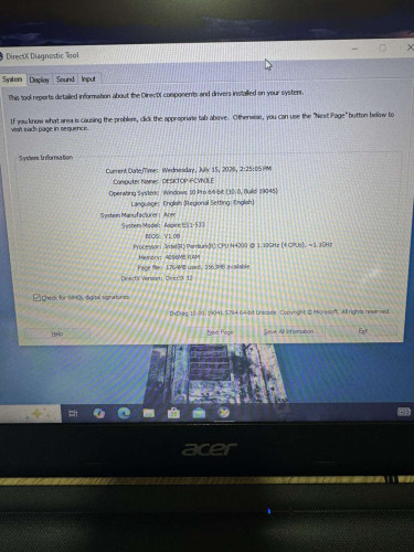ნოუთბუქი ACER Pentium  ID : 0358-IV